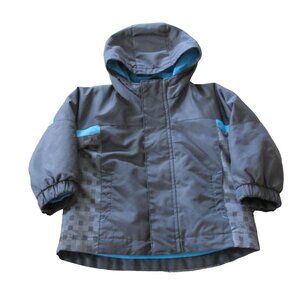Cherokee Zip Up Hooded Winter Coat Toddler Boys Size 18M Gray‎ Blue Inner Liner